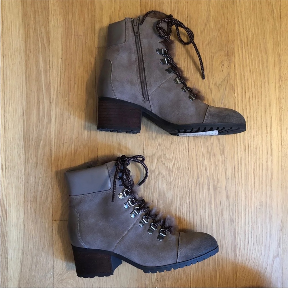 NWOT suede lace up booties - Taupe - Picture 4 of 8